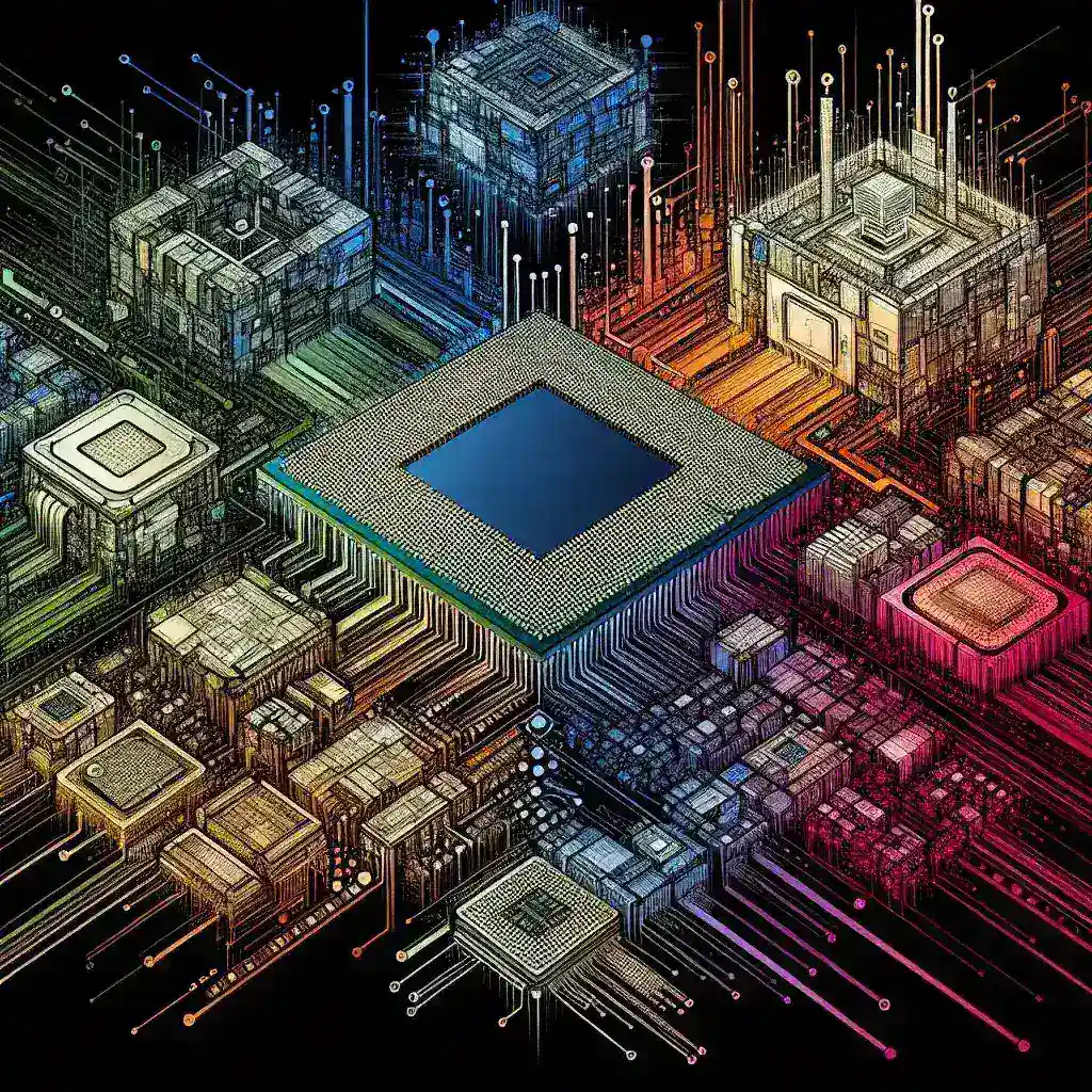 "Gráfica ilustrativa que muestra la evolución de los procesadores desde el Pentium hasta el Apple Silicon, destacando hitos clave y avances tecnológicos a lo largo de las décadas."